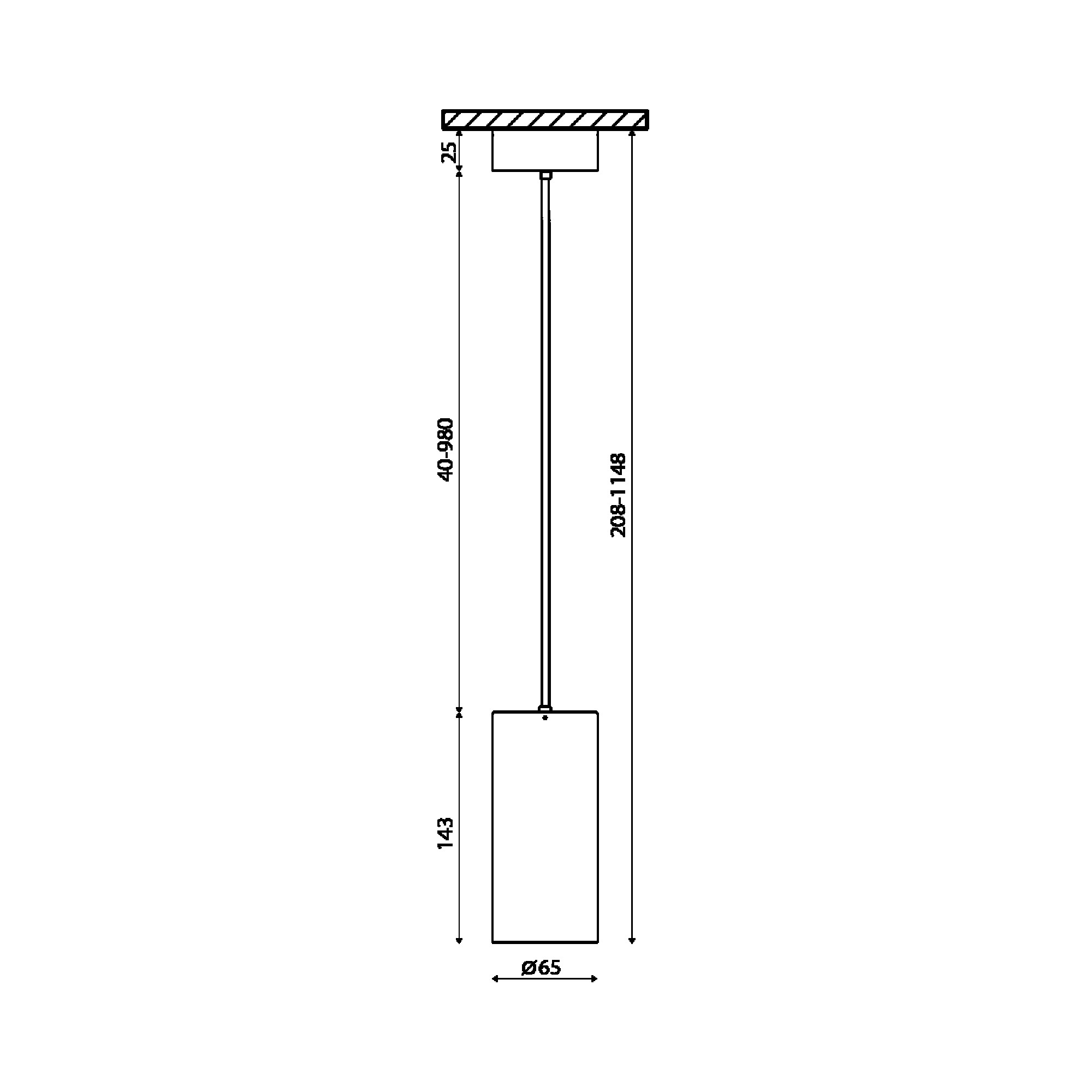 Сменное крепление M6 для светильников VILLY на подвесе. Черное SWG