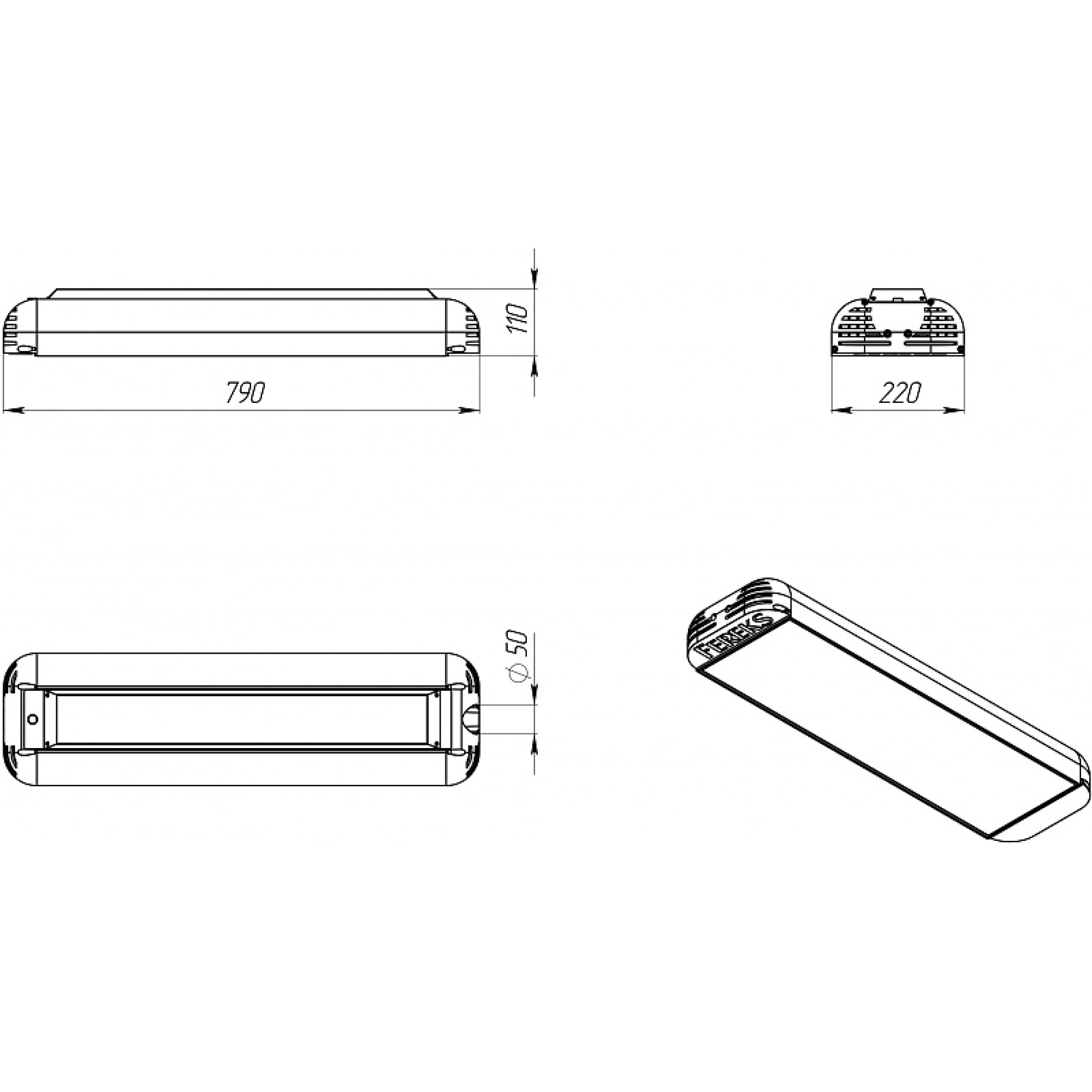 Светильник консольный ДКУ 07-260-850-Д120 (260 Вт, до 33775 Лм, 11,5 кг) Ферекс