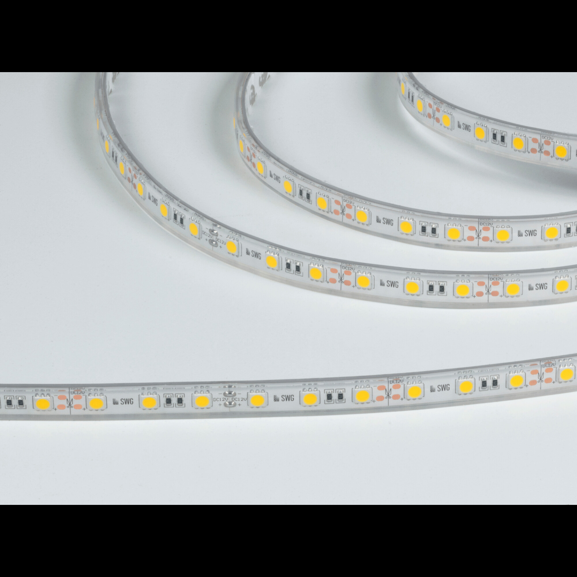 Светодиодная лента 5050 60 LED/м 14,4 Вт/м 12В IP68 Цвет: Теплый белый, SWG560-12-14.4-WW-68-M SWG