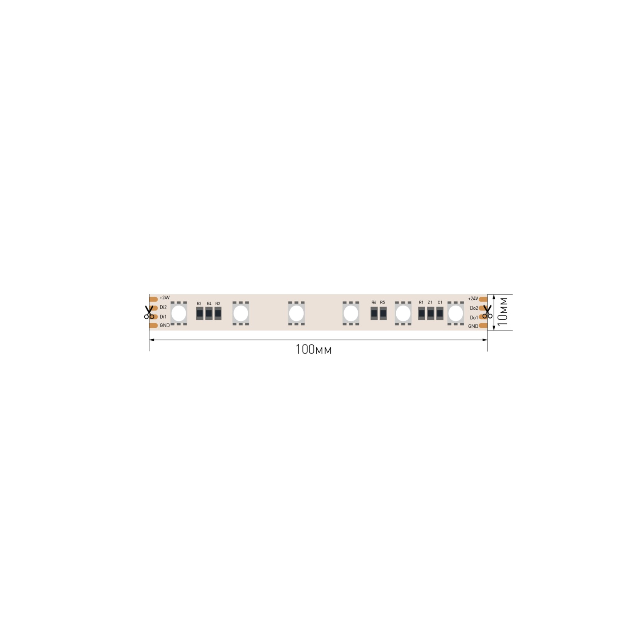 Лента светодиодная ПРО 5050, 60 LED/м, 14,4 Вт/м, 24В, IP20, Цвет: RGB SPI (1м.) SWG 