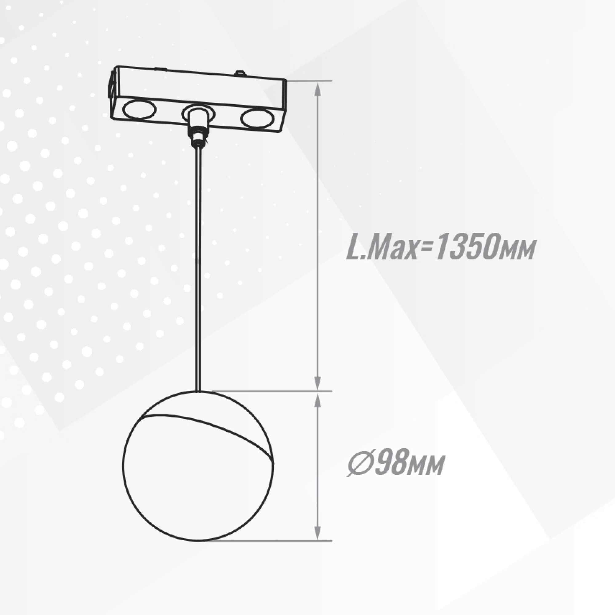 Светильник трековый 1фаза магнитный подвесной Moon-4 Bridgelux 48В 6Вт 4000К Чёрный 3г SignImpress