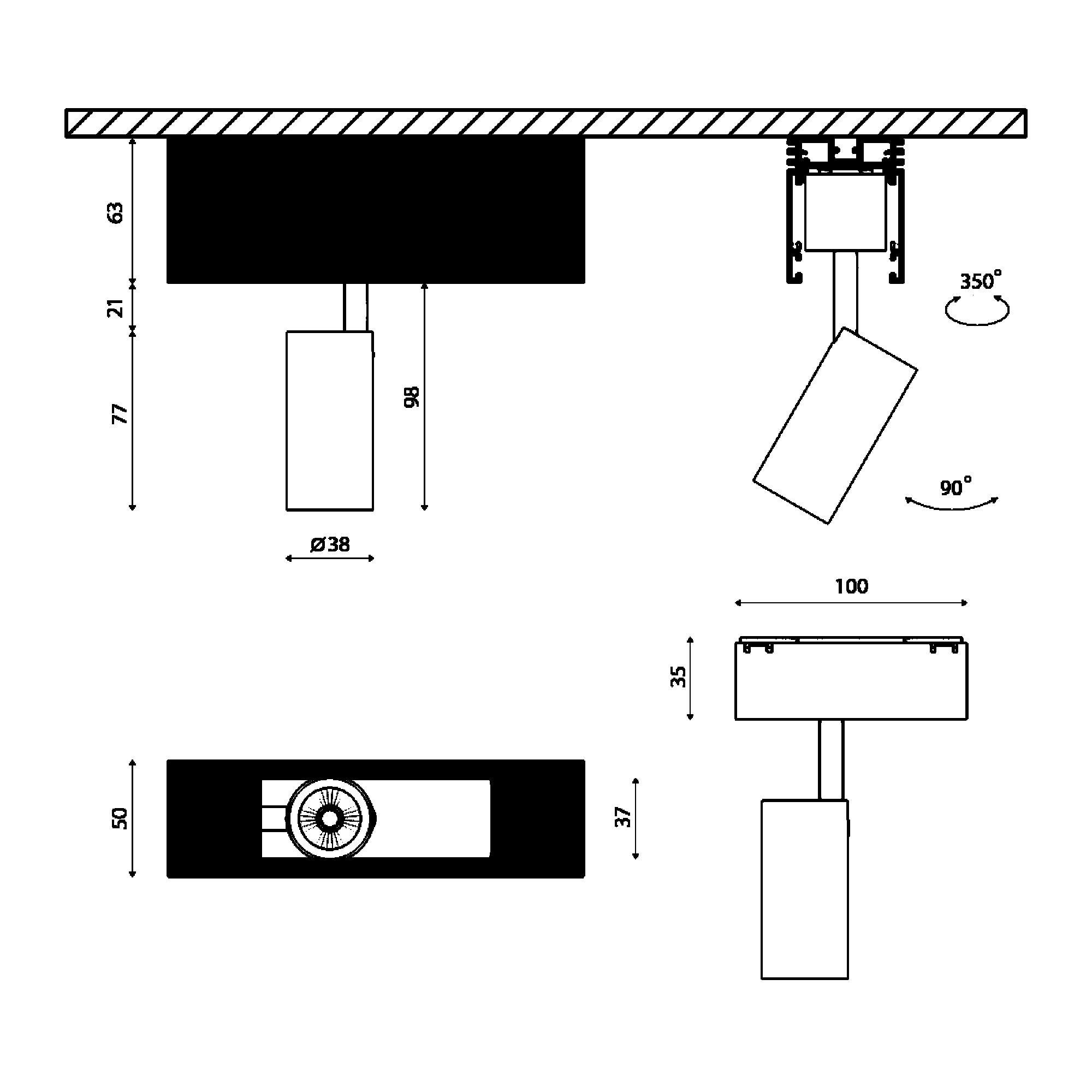 Светильник трековый SY 7W Черный 4000К  SY-601201-BL-7-NW SWG