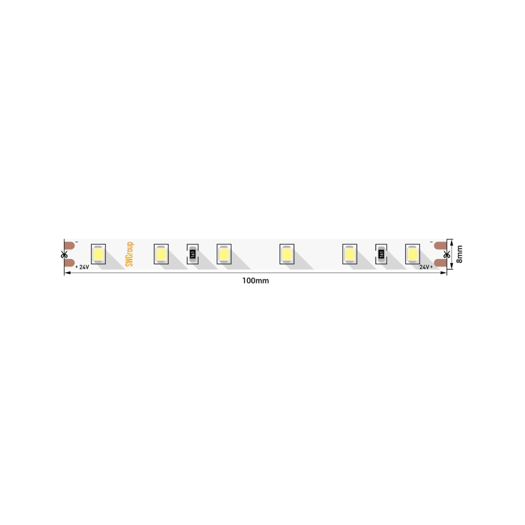 Лента светодиодная ПРО 2835, 60 LED/м, 4,8 Вт/м, 24В , IP20, Цвет: Теплый белый SWG 