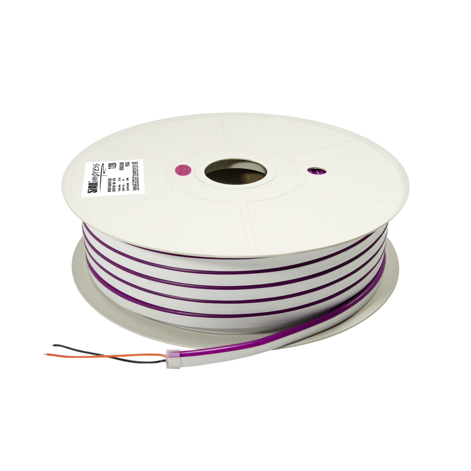 Неон гибкий ПВХ SMD2835 12В 110д/м 9Вт Красная роза 6*12мм рез1диод IP65 50м SignImpres