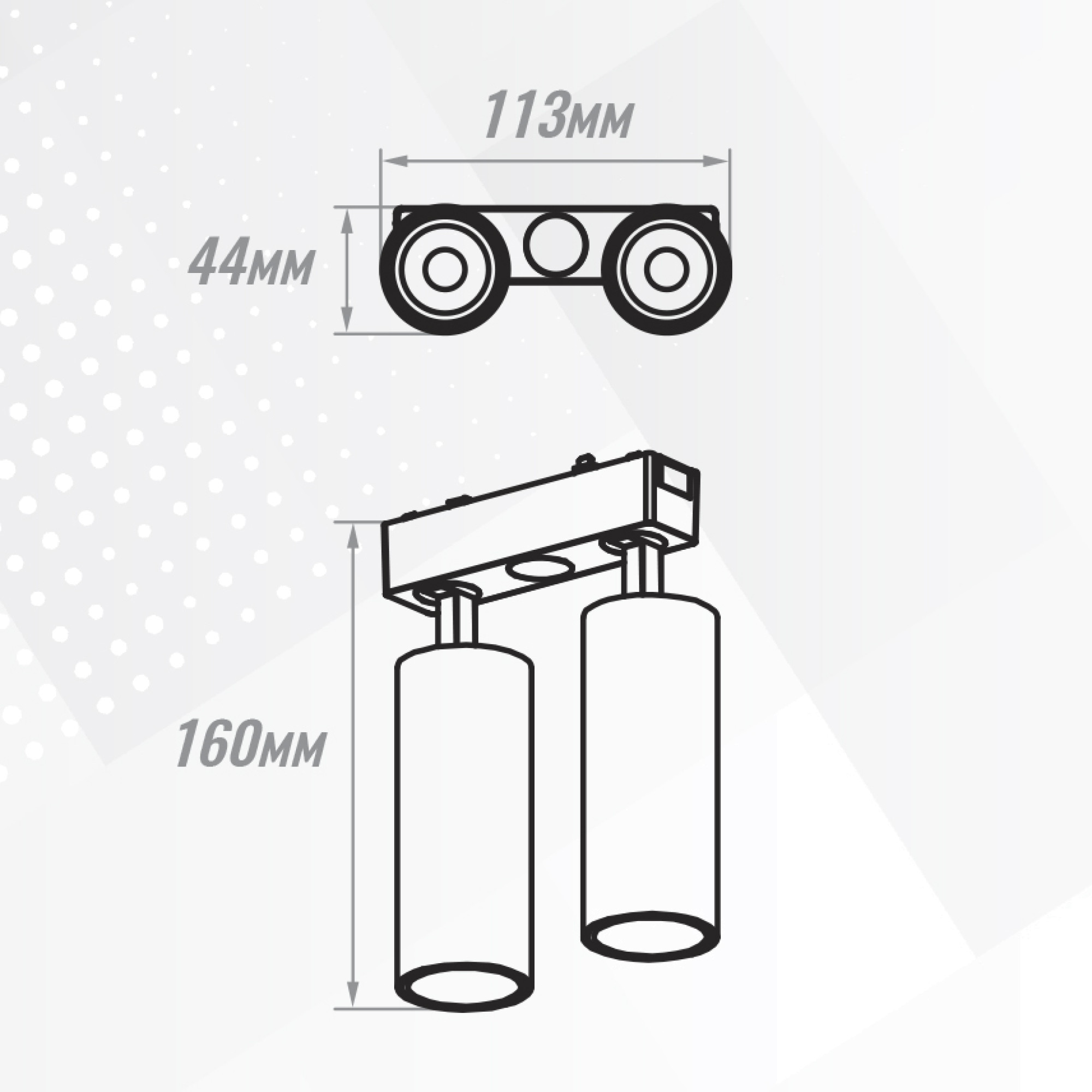 Светильник трековый 1фаза магнитный Inclin-1 двойной Bridgelux 48В 18Вт 4000К Чёрный 3г SignImpress