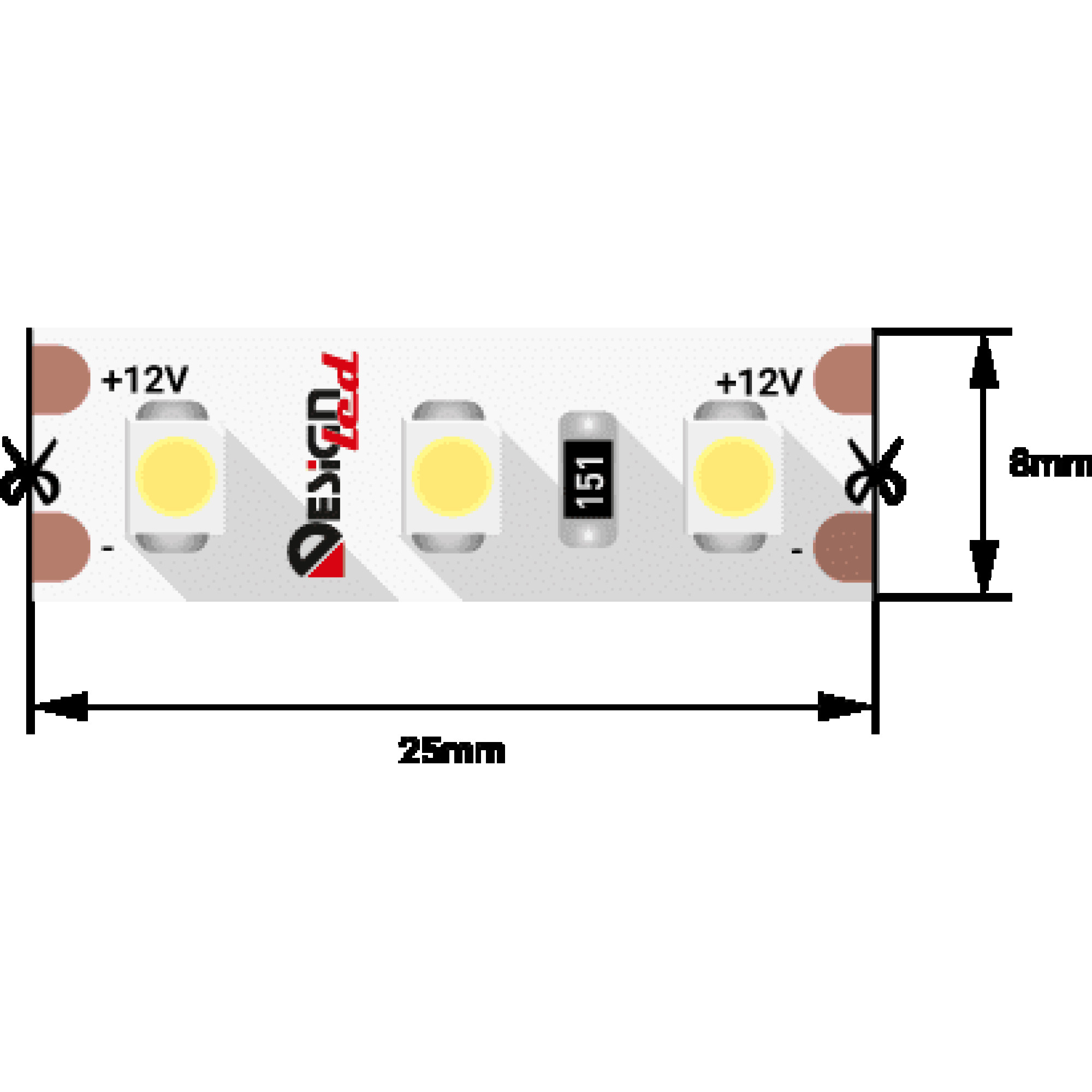 Лента светодиодная LUX3528 120LED/м 9,6Вт/м 12В IP33 Цвет:Холодный белый (6000K) (1метр) SWG