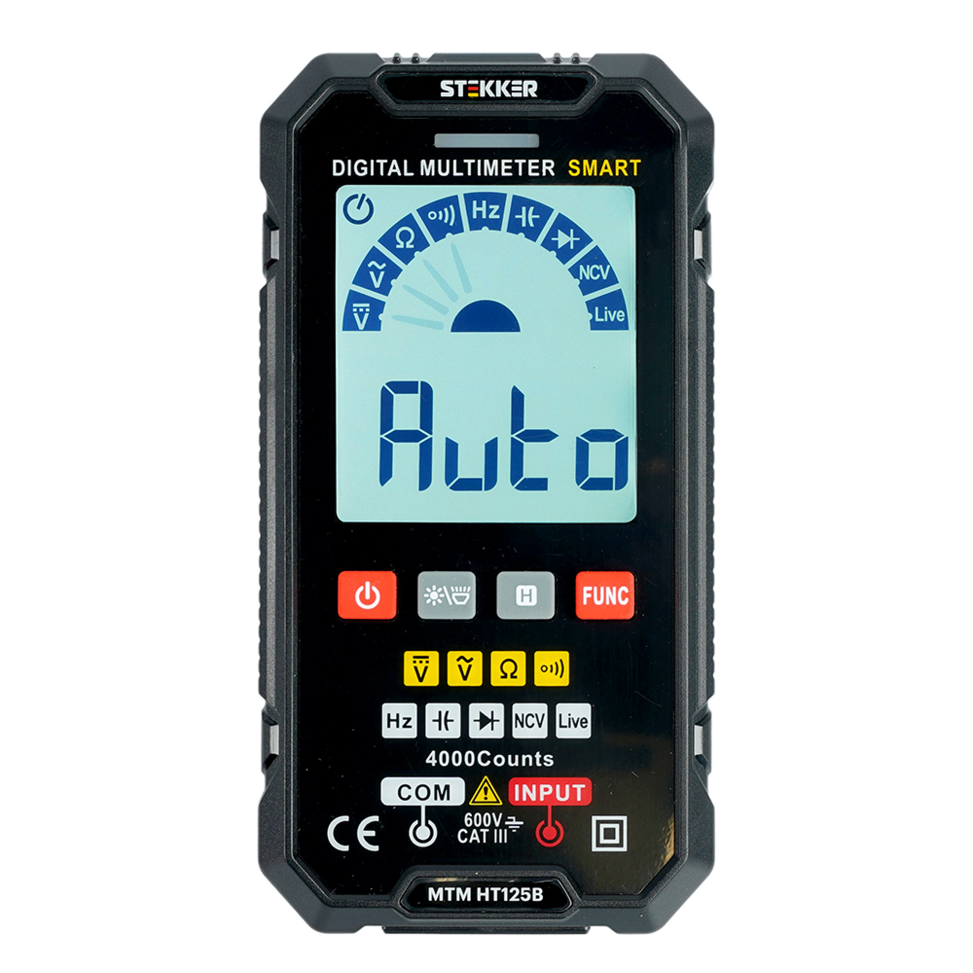 Мультиметр цифровой, 4000 отсчетов, 2 батареи тип ААА 1,5В, автоматический, черный Feron