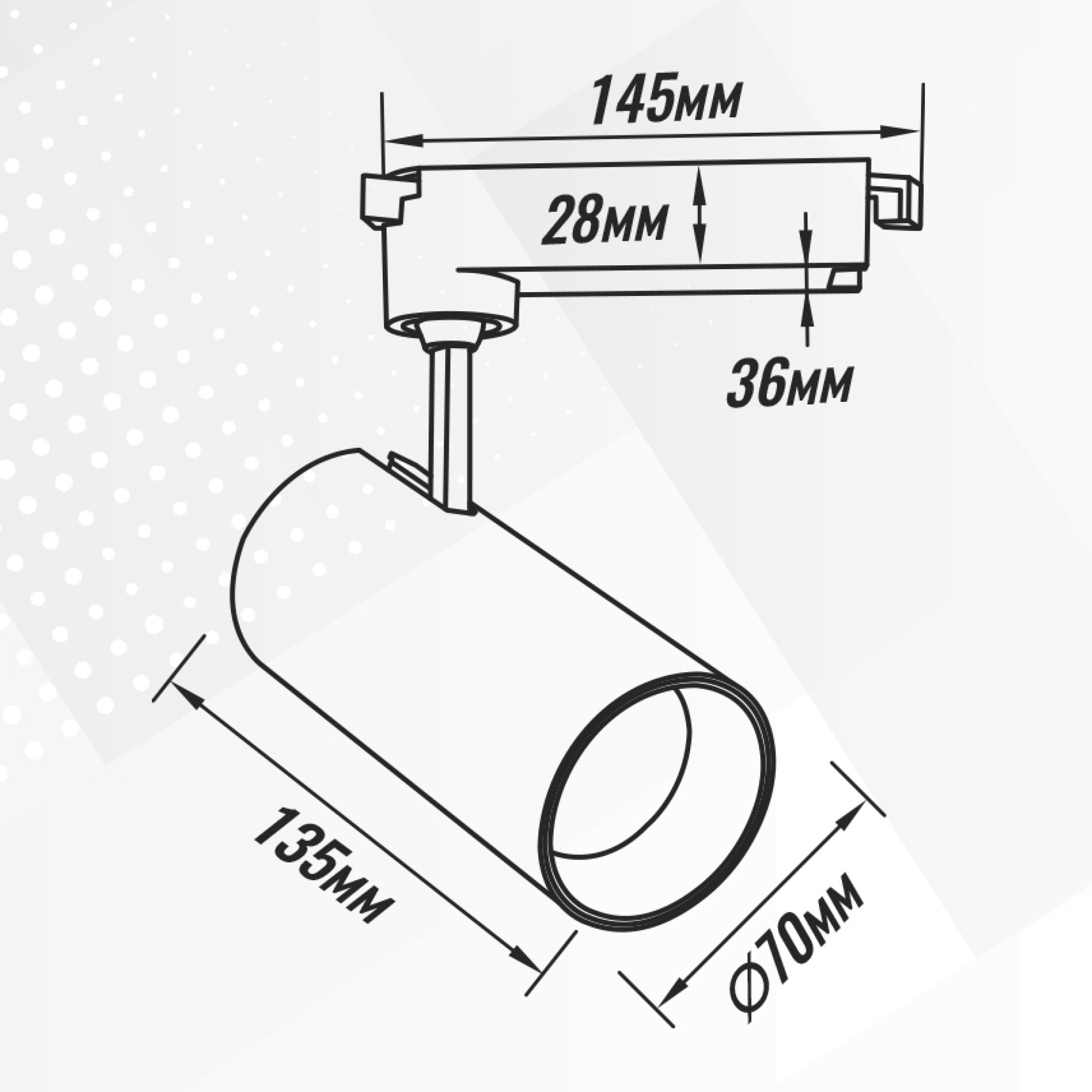 Светильник трековый 1фаза наклонный Inclin-3 Bridgelux 220В 30Вт 4000К Белый 3г SignImpress