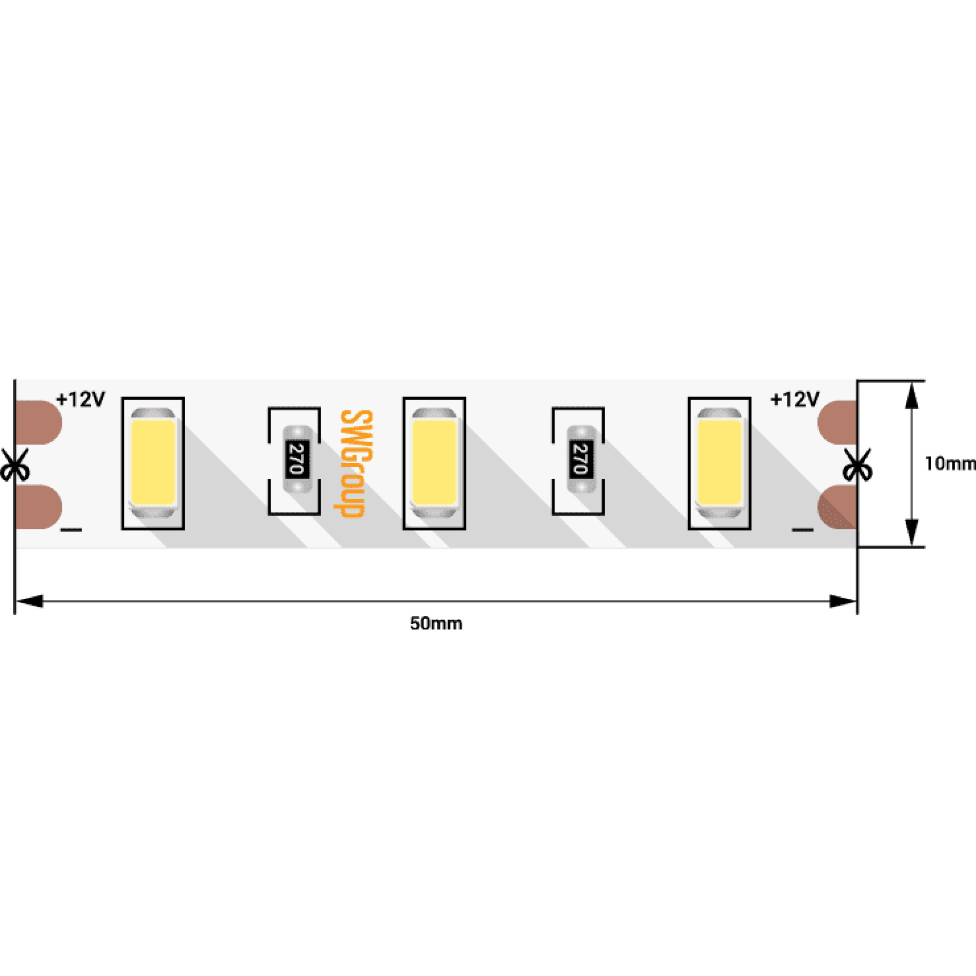 Лента светодиодная стандарт SMD5630 60LED/м 12Вт/м 12В IP20 Цвет:Холодный белый (1метр) SWG