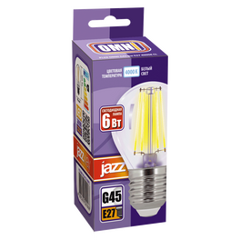 Лампа светодиодная декоративная PLED OMNI G45 6w E27 4000K CL Jazzway