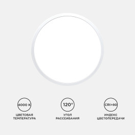 Светильник светодиодный накладной, SPIN, 48Вт, 230В/50Гц, 4800Лм, 4000К, IP40, ø500х25, бел Apeyron
