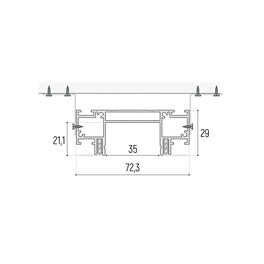 Интрудер (профиль) для встраивания однофазного трека в натяжной потолок, 2м Novotech