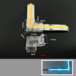 Коннектор угловой 2 контакта без провода для ленты 10мм монохром SignImpress