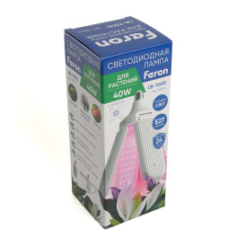 Лампа светодиодная 4-х лепестковая LB-7000 E27 40W 175-265V красно-синий спектр Feron 