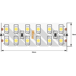 Лента светодиодная стандарт SMD3528 240LED/м 19,2Вт/м 24В IP20 Цвет:Теплый (1метр) SWG (распродажа)