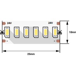 Лента светодиодная 3014, 240 LED/м, 22 Вт/м, 24В , IP20, Цвет:Теплый, CE, 3М, (1метр) (распродажа)