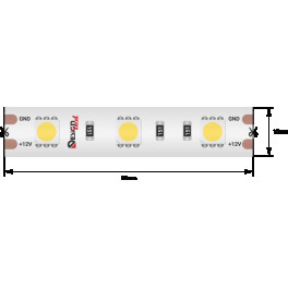 Лента светодиодная LUX5050 60LED/м 14,4Вт/м 12В IP65 Цвет:Холодный белый (6000K) (1метр) SWG