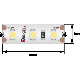 Лента светодиодная LUX3528 120LED/м 9,6Вт/м 12В IP65 Цвет:Нейтральный белый (4000K) (1метр) SWG