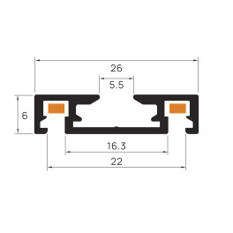 Шинопровод 1фаза накладной Ultra Thin 24/48В для магнитных треков Чёрный 2м SignImpress