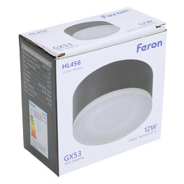 Светильник потолочный HL456 12W, 230V, GX53, черный Feron