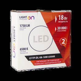 Светильник Downlight LT-TP-DL-08-18W-6500K накладной круглый ф120 LED