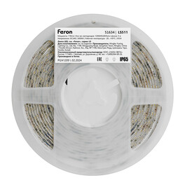 Лента светодиодная 120SMD(2835)/м 11Вт/м 24V 5000*8*1.22мм 3000К, LS511 FERON