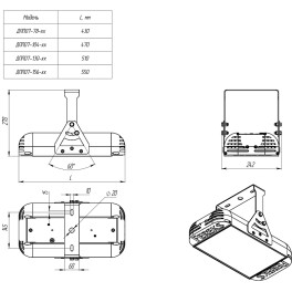 Светильник взрывозащищенный светодиодный Ex-ДПП 07-78-850-Д120 (78 Вт, до 10134 Лм, 6,5 кг) Ферекс