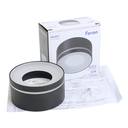 Светильник потолочный HL457 12W, 230V, GX53, черный Feron