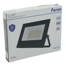 Прожектор светодиодный 2835 SMD 50W 6400K IP65 AC/DC 12-48V/50Hz, черный , LL-97 Feron
