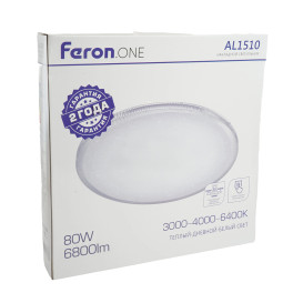Светильник накладной со светодиодами 80W, 6800Lm, 3000К-4000К-6400K, AL1510 Feron