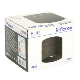 Светильник потолочный HL388 Barrel PRISM GX53 12W 230V, чёрный Feron