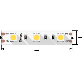 Лента светодиодная LUX5050 60LED/м 14,4Вт/м 12В IP33 Цвет:Теплый белый (2700K) (1метр) SWG