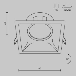 Встраиваемый светильник Dot GU10 1x50Вт Maytoni 