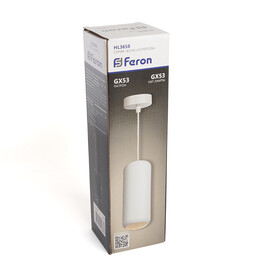 Светильник потолочный на подвесе GX53 12W 230V, белый D80*H220 HL3658 Feron