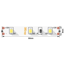 Лента светодиодная стандарт SMD2835 60LED/м 6,3Вт/м 12В IP20 Цвет: Нейтральный белый, 3М SWG