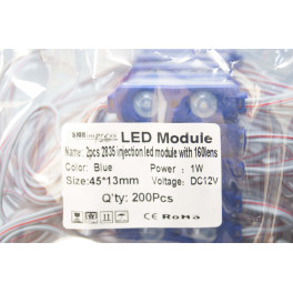 Модуль светодиодный 2 SMD 2835 1Вт 70Лм Синий (с линзой 160) 3M -1шт. SignImpress