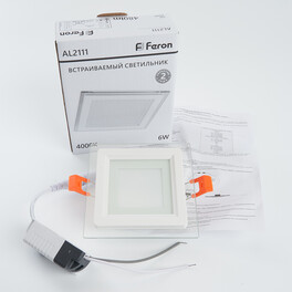 Светильник встраиваемый квадрат AL2111, 6W, 480Lm, 4000K, белый Feron