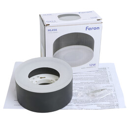 Светильник потолочный HL456 12W, 230V, GX53, черный Feron