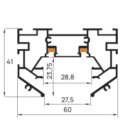 Шинопровод 1фаза встраиваемый Stretch 24/48В для магнитных треков Чёрный 1м SignImpress