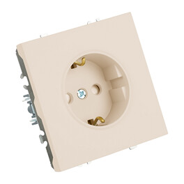 Розетка 1-местная с защитной шторкой с/з (механизм), 250В, 16А, серия Эмили, RST16-5110-08, кашемир, soft touch