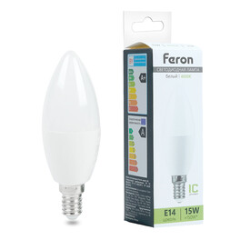 Лампа светодиодная LB-980 Свеча E14 15W 175-265V 4000K Feron
