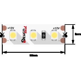 Лента светодиодная LUX3528 120LED/м 9,6Вт/м 12В IP33 Цвет:Холодный белый (6000K) (1метр) SWG